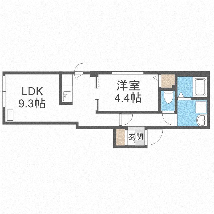 ノイすすきの東(1LDK/3階)の間取り写真