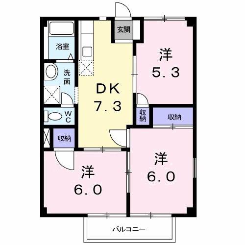 オートハイツII(3DK/2階)の間取り写真