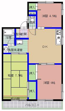 ファースト2(3DK/1階)の間取り写真