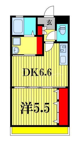 フェコンド(1DK/2階)の間取り写真