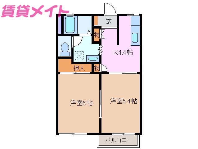 ラポール笹川(2K/1階)の間取り写真