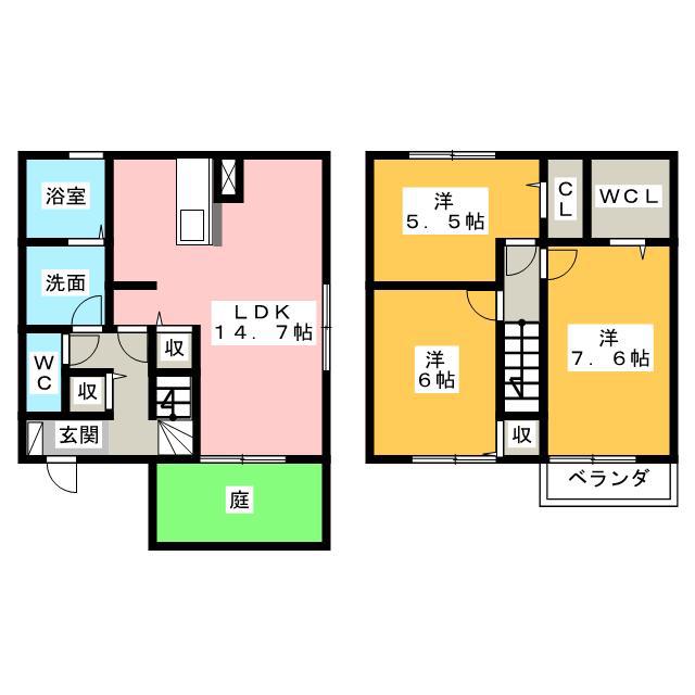 CASA MILA(3LDK/1階)の間取り写真