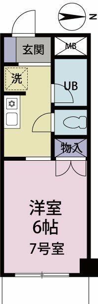 シャンブル南林間(1K/3階)の間取り写真