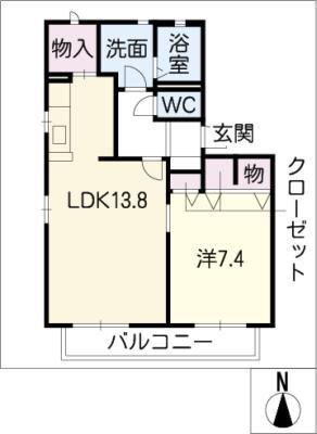 レフィーノ(1LDK/1階)の間取り写真