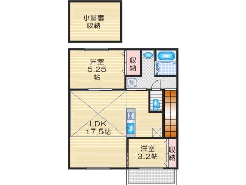 エピーク下中条A棟(2LDK/2階)の間取り写真