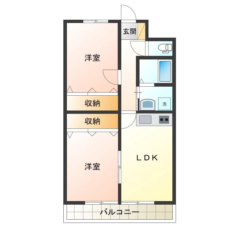 メゾングリーンモールII(2LDK/2階)の間取り写真