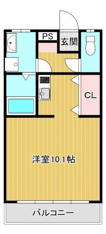 中島マンション(ワンルーム/2階)の間取り写真