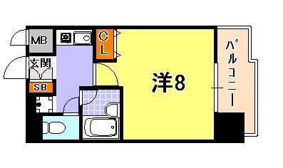 ラナップスクエア三宮プライム(1K/3階)の間取り写真
