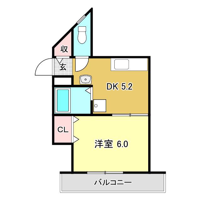 ラフィング・フラット(1DK/2階)の間取り写真