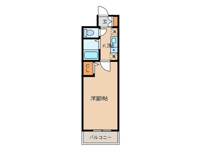 ウィング志賀本通(1K/2階)の間取り写真