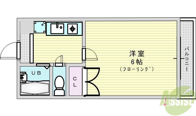アクール豊中南(1K/3階)の間取り写真