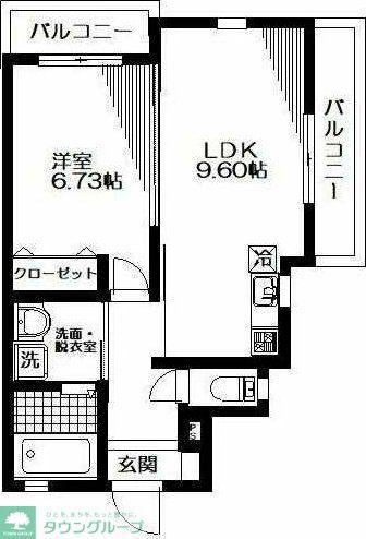 B・キャッスル東大宮(1LDK/1階)の間取り写真