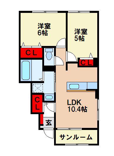 ルミナス サードII(2LDK/1階)の間取り写真