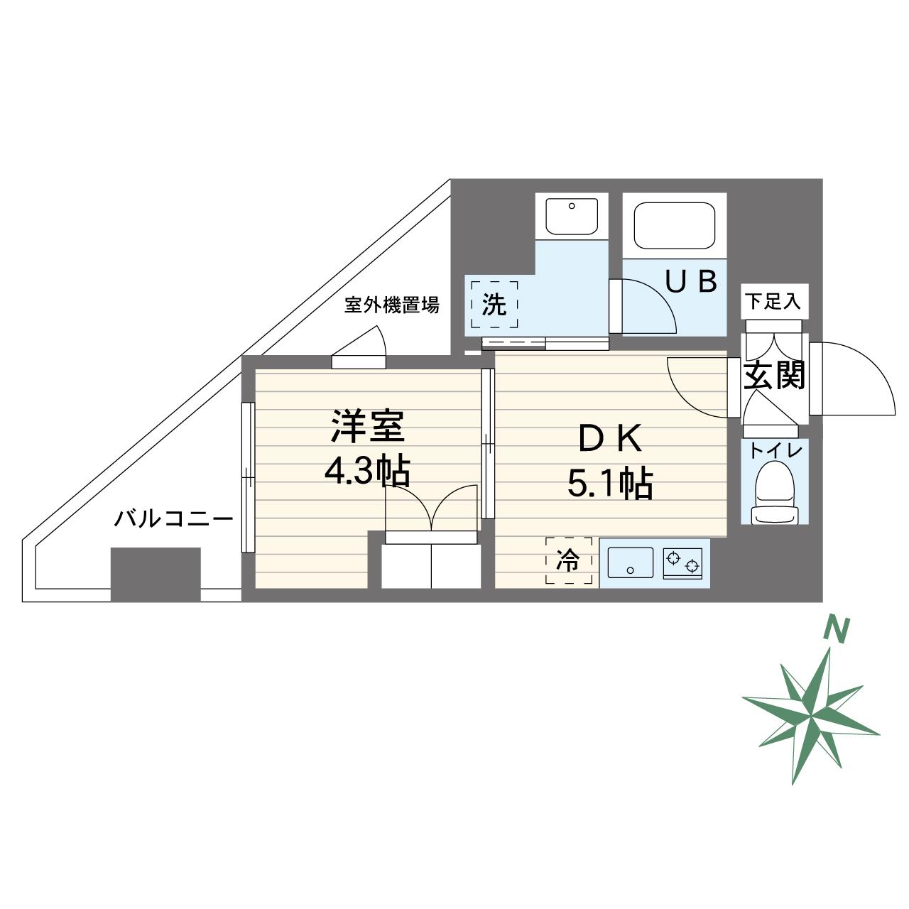 プライムネクサス大鳥居 BELL COURT(1DK/10階)の間取り写真