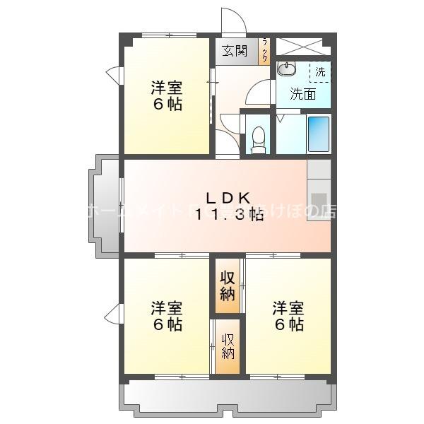 ヴィラモルガン(3LDK/8階)の間取り写真
