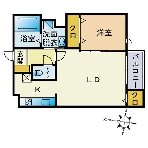 スマイルフラワー井尻(1LDK/1階)の間取り写真