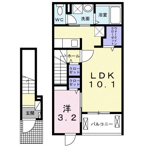 SUZURANII(1LDK/2階)の間取り写真