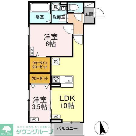 フェリーチェ新川崎(2LDK/2階)の間取り写真