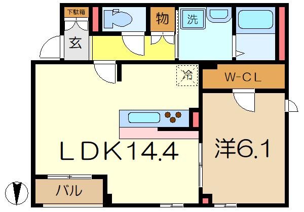 CASA LE BEAU TEMPS(1LDK/1階)の間取り写真