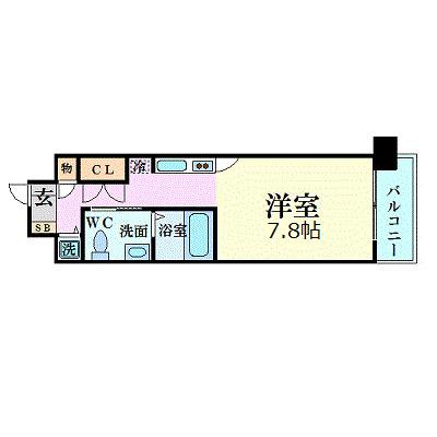 エスリード御堂筋梅田(1K/4階)の間取り写真