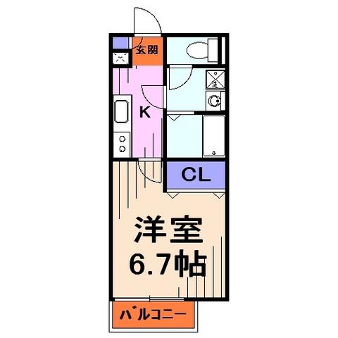 アムール 奏(1K/1階)の間取り写真