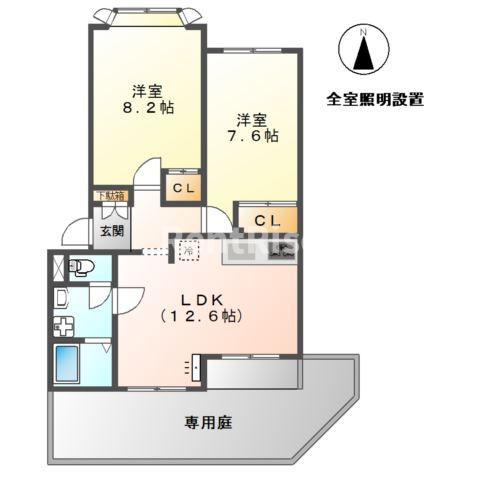クラレモント アヴェニュ(2LDK/1階)の間取り写真