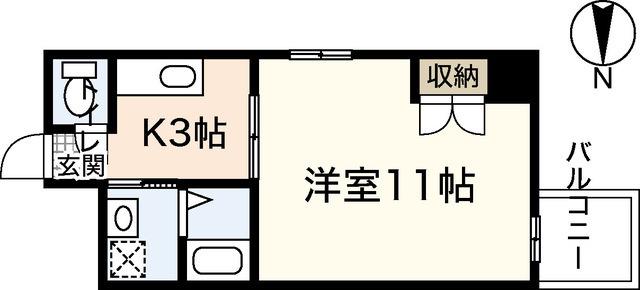 ヴァンサンク堺町(1K/11階)の間取り写真