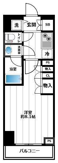 ディップス西川口(1K/11階)の間取り写真