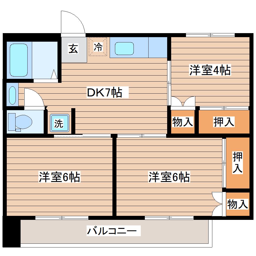 コーポイトウ(2DK/2階)の間取り写真