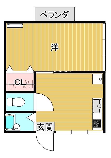 ブルーヒルさわえF(1DK/1階)の間取り写真