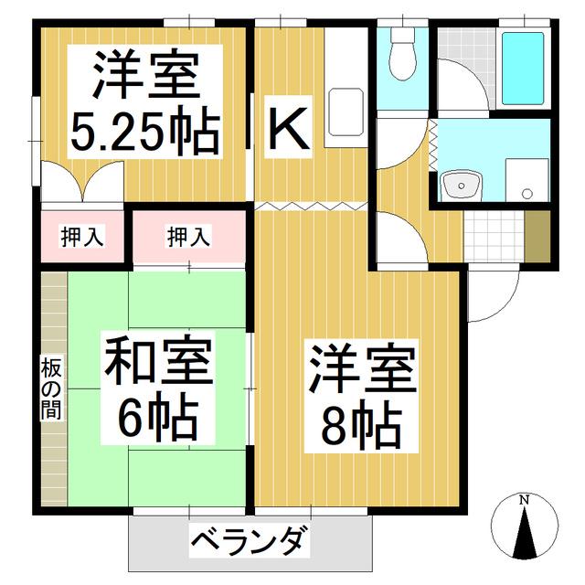 コーポベルフェイスA棟(3K/2階)の間取り写真
