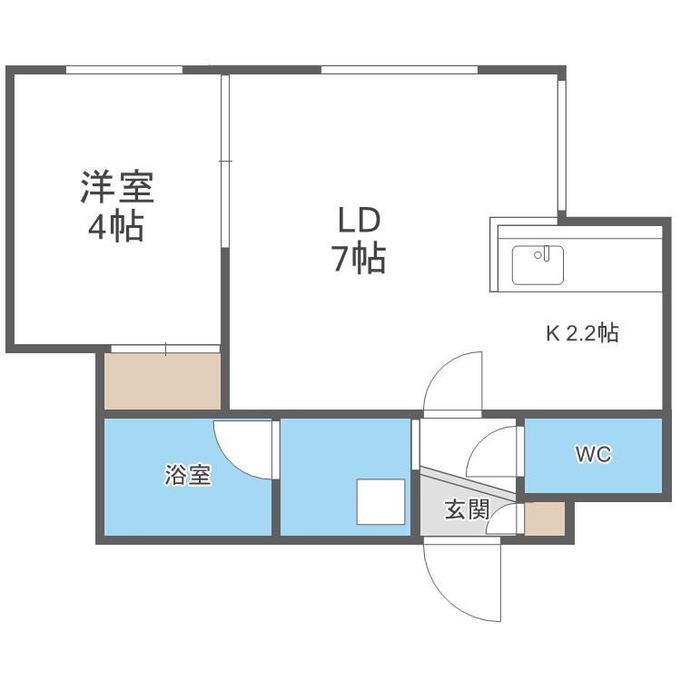 ACTIVAT南郷13丁目スクエア(1LDK/4階)の間取り写真