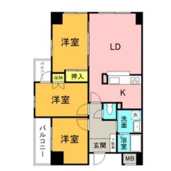 グランデ元塩(3LDK/8階)の間取り写真