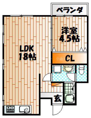 ニューコメタニビル(1LDK/4階)の間取り写真