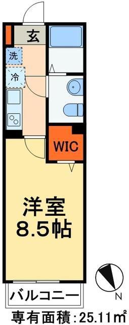 コルティーレ北習志野(1K/2階)の間取り写真
