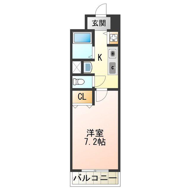 メルローズ二色ノ浜(1K/4階)の間取り写真