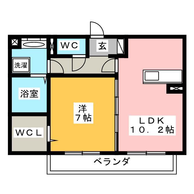ウエスト サイド レジデンス(1LDK/1階)の間取り写真