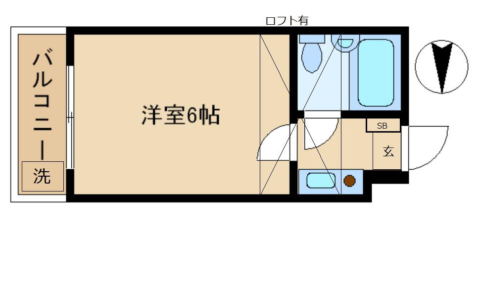 ジュネパレス北越谷 第2(1K/1階)の間取り写真