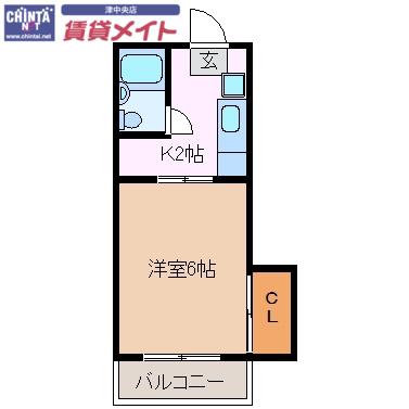 コスモハイツ(1K/1階)の間取り写真
