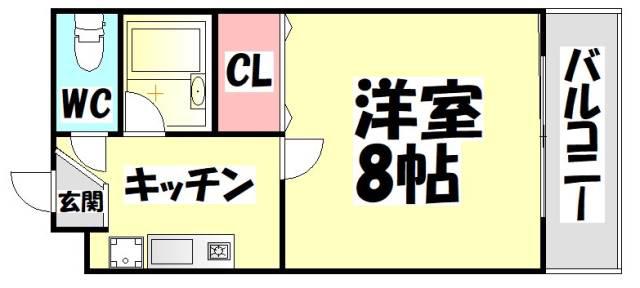アネックス2号館(1K/3階)の間取り写真