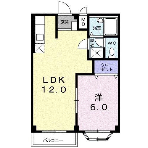メゾン・セントポーリアB(1LDK/2階)の間取り写真