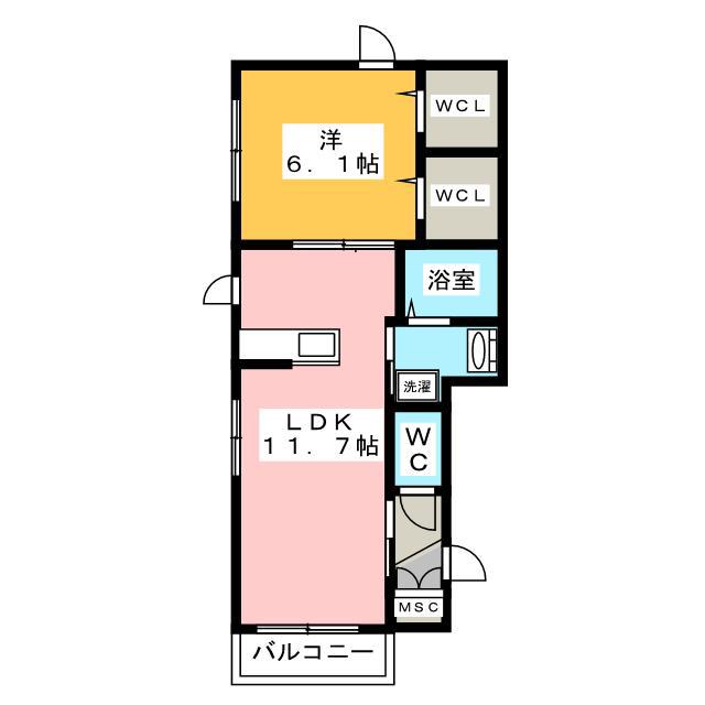 VENTO PRIMAVERA II(1LDK/2階)の間取り写真