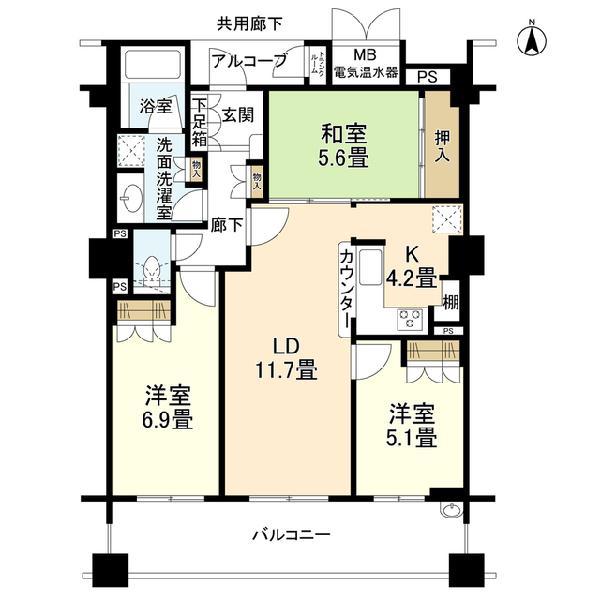 ジオタワー西宮北口(3LDK/19階)の間取り写真