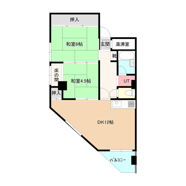 中の島1-3マンション(2LDK/4階)の間取り写真