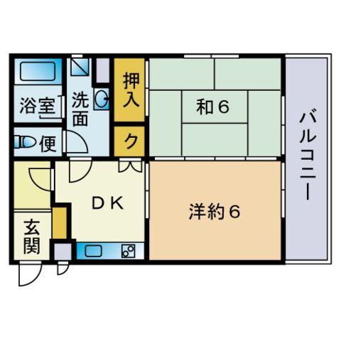 エクシードマンション周船寺(2DK/3階)の間取り写真