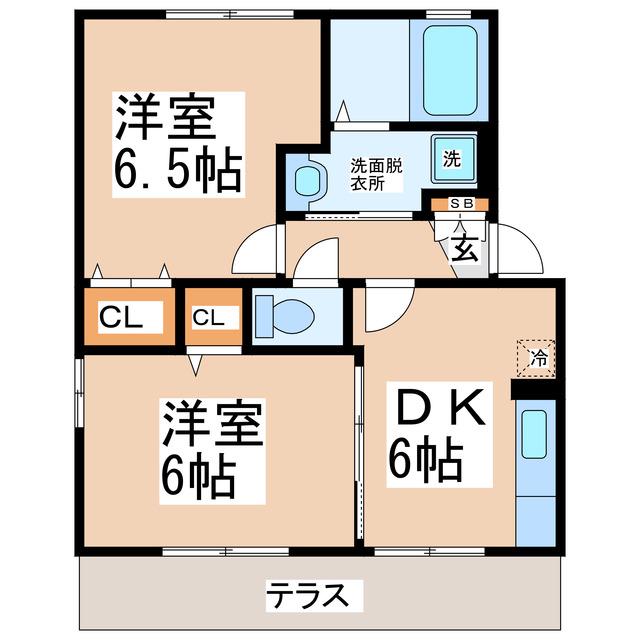 アガパンサス(2DK/1階)の間取り写真