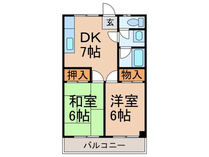 岡コーポ(2DK/2階)の間取り写真