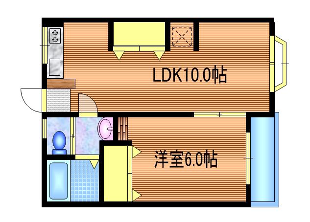 貢栄ハイツ(1LDK/1階)の間取り写真