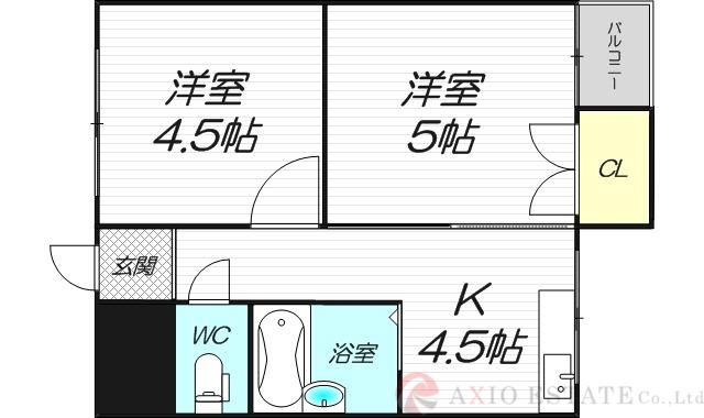 JIRO淡路(2K/2階)の間取り写真