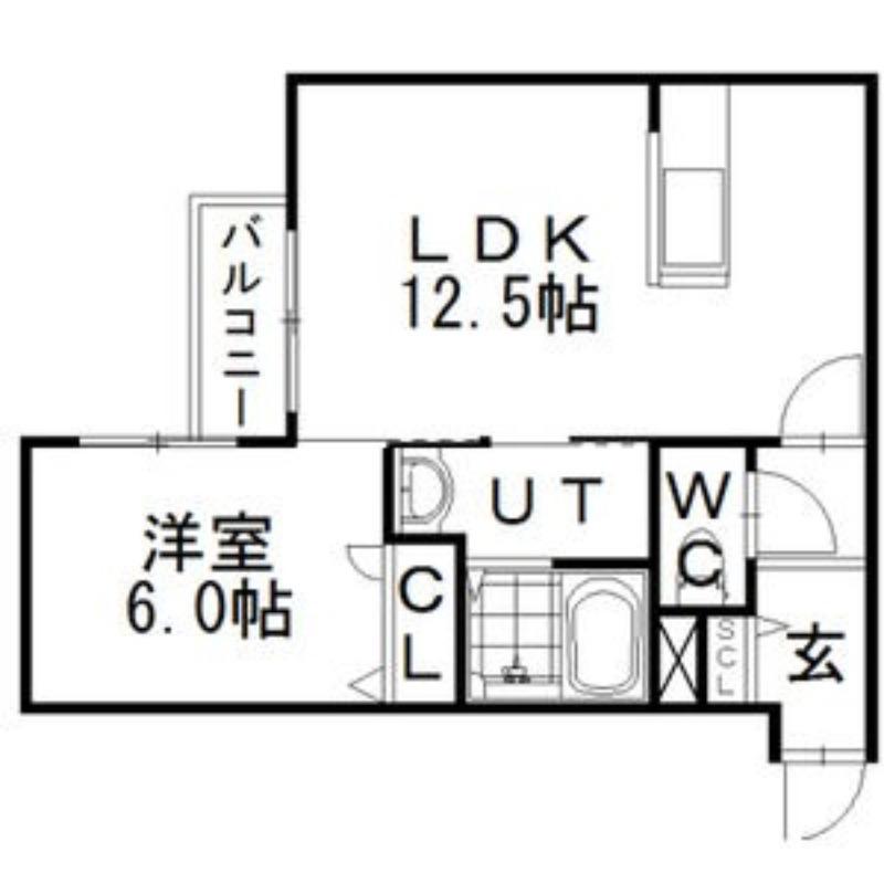 ジェルメ美園(1LDK/4階)の間取り写真
